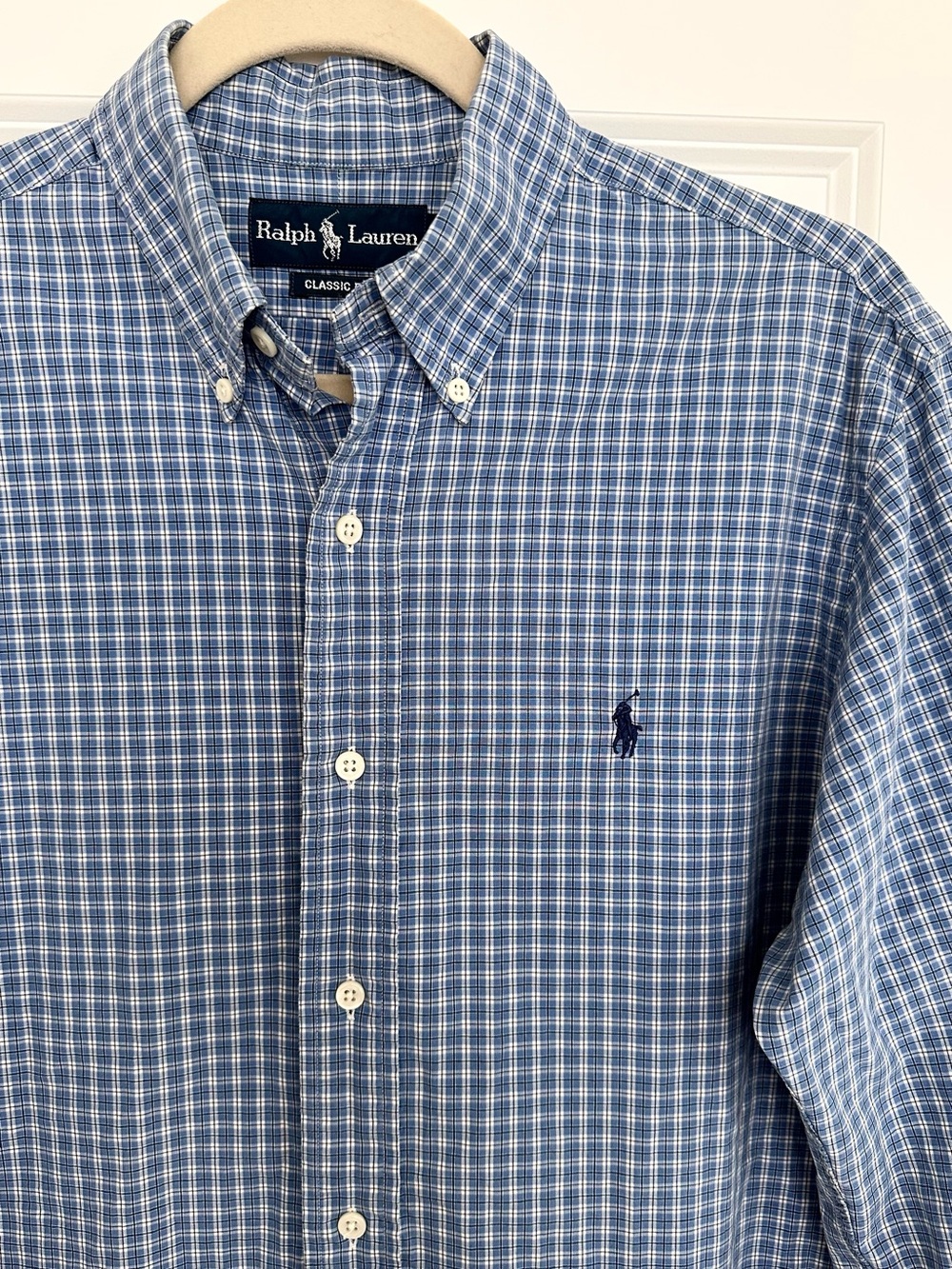 Ralph Lauren Classic Fit Blue & Navy Plaid Button Down Oxford Shirt